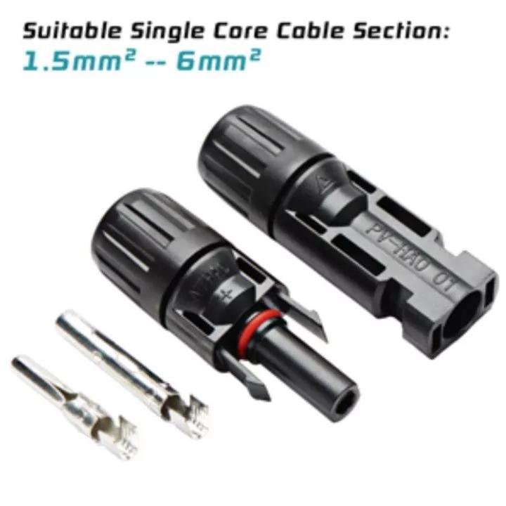 MC4 Solar Panel Cable Connectors – 1000V, IP67 Waterproof, 30A (1 Pair)